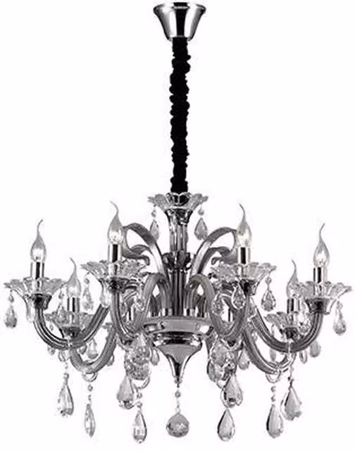 Ideal Lux Colossal 8 Light Chandelier in Grey and Silver with Glass and Crystal Details, E14