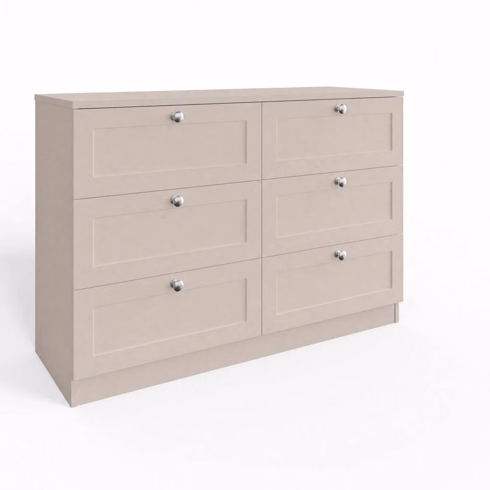 FWStyle Artus Beige Panelled 6 Drawer Chest of Drawers with Extra Deep Drawers – 2