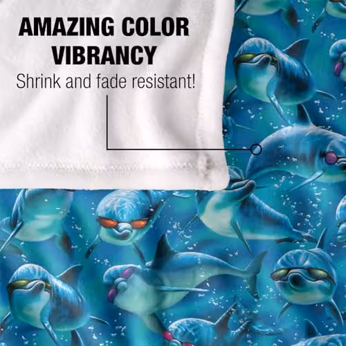 JQ Licensing Royce McClure Mod Squad Dolphin Sunglasses Pattern Super Soft Fleece Throw Blanket, White, W/D/H: 152 x 127 cm – 3