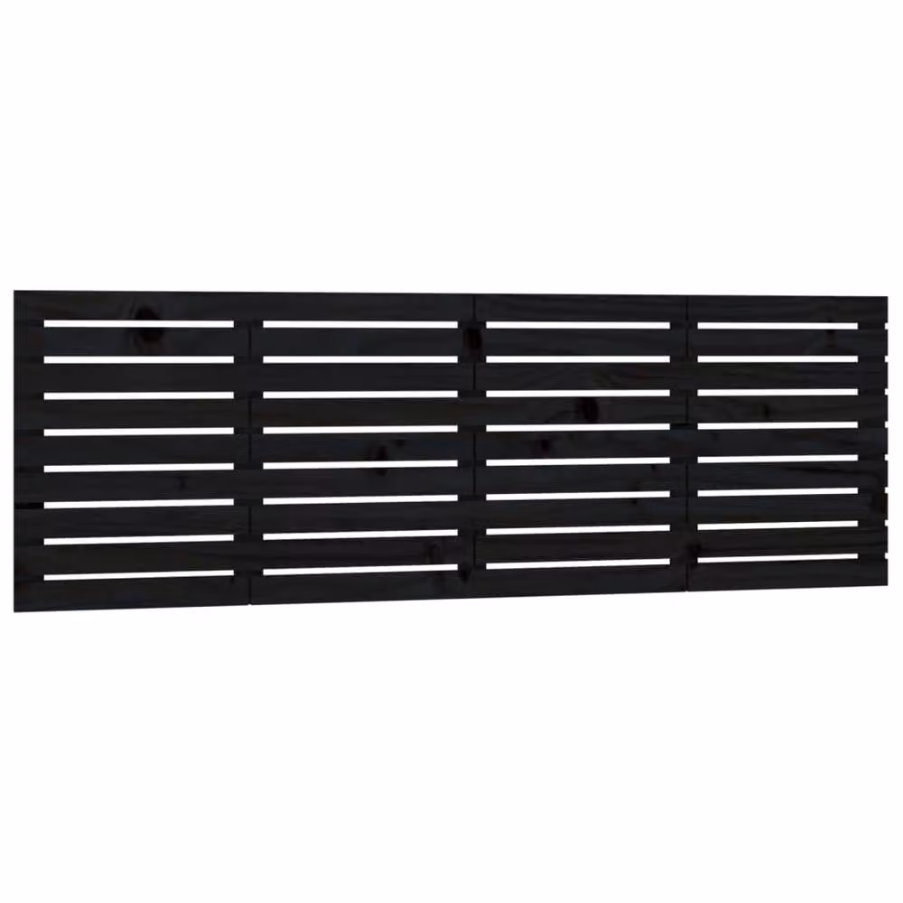 Berkfield Home Black Solid Wood Pine Wall Headboard W: 166 cm, D: 3 cm, H: 63 cm – 2