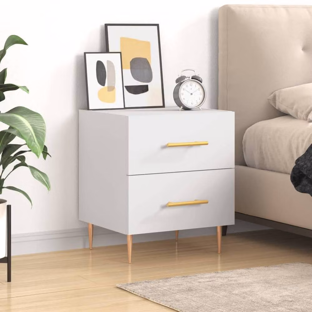Berkfield Home Modern Bedside Cabinet in White, W/D/H: 40 x 35 x 47.5 cm – 2