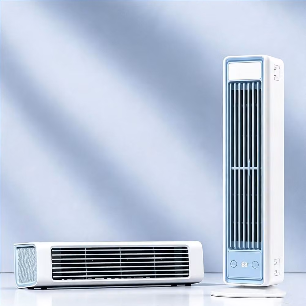 Quipulse Portable USB Rechargeable Tower Fan with Remote Control and Oscillation, White and Multicolour – 2