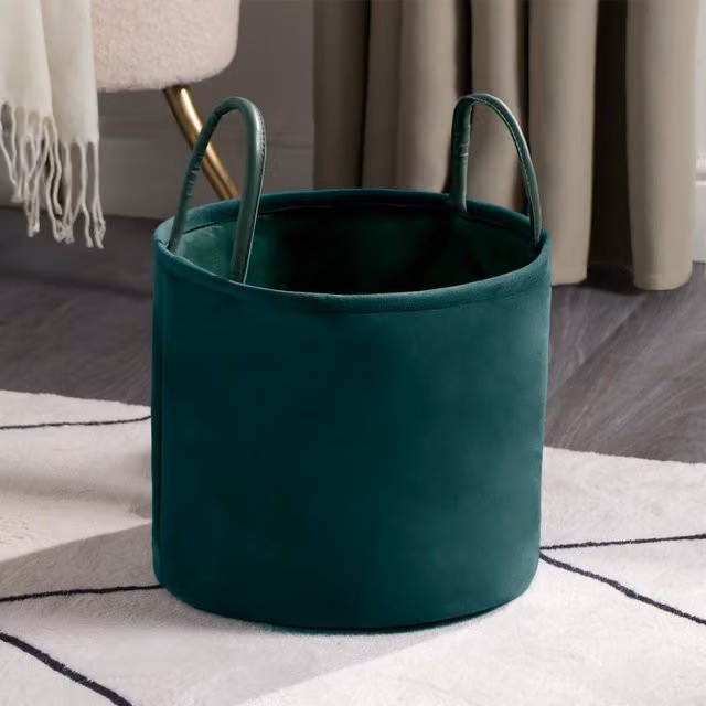 OHS Solid Green Fabric Storage Basket