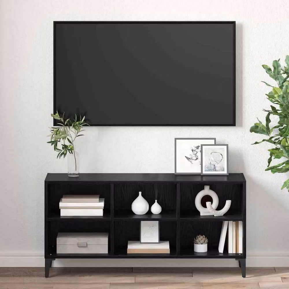 Berkfield Home Black Oak TV Stand in Black Oak Matt Finish – 4
