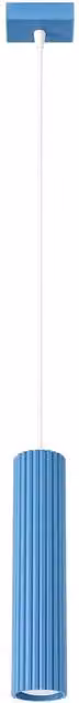 Sollux Lighting minimalist cylinder pendant lamp in light blue, W/D/H: 8 x 8 x 118 cm