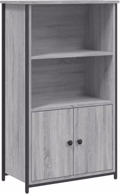 Berkfield Home Modern Grey Sonoma Highboard with Hinged Doors and Internal Shelves, W/D/H: 62 x 32 x 103.5 cm
