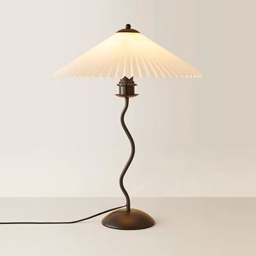 ValueLights Black Metal Wavy Single Stem Table Lamp with White Origami Paper Shade – 1