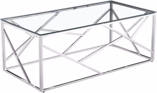 Native Home & Lifestyle Geometric Silver Glass Coffee Table