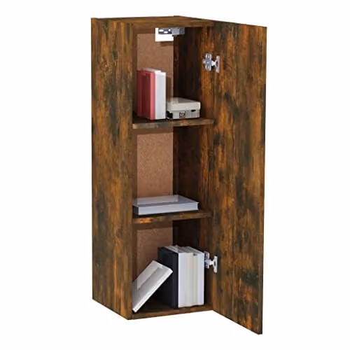vidaXL Set of 2 Modern TV Cabinets in Brown Engineered Wood, W/D/H: 30.5 x 30.0 x 90.0 cm – 7