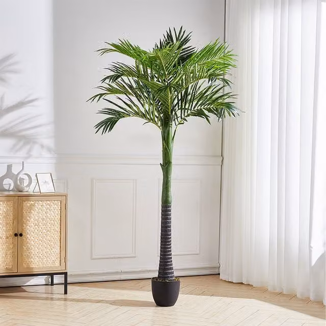 Livingandhome Artificial Green Coconut Palm Tree in Plastic Pot, Height: 220 cm