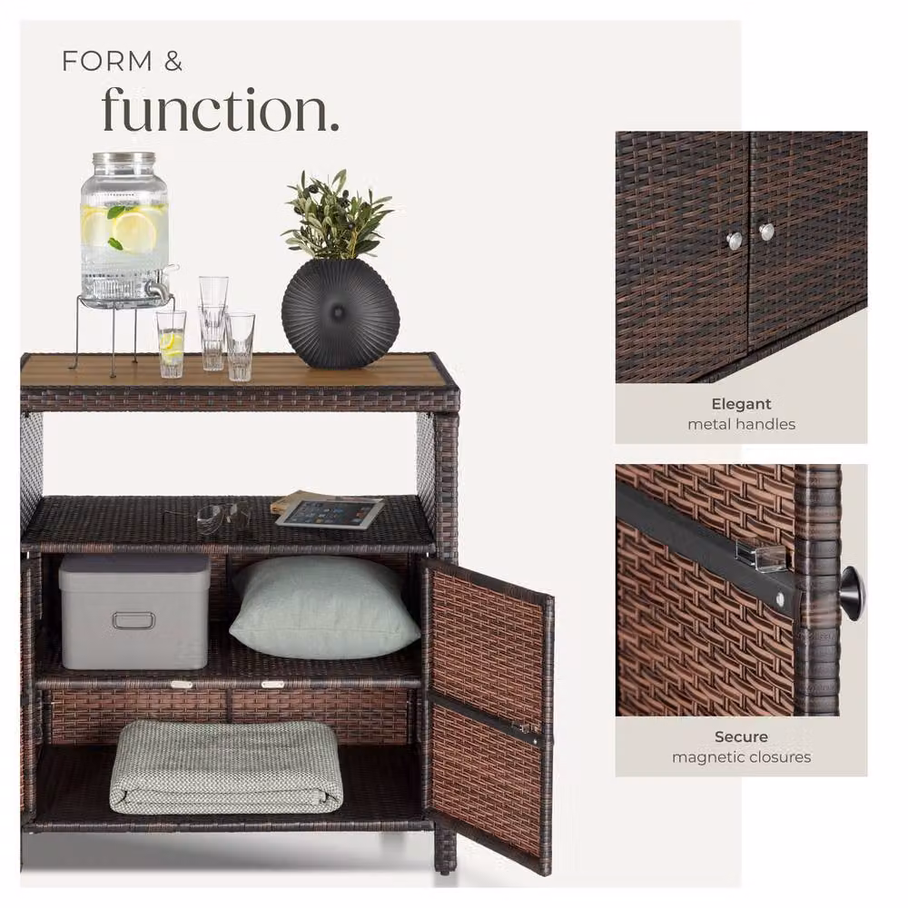 tectake Monscia Freestanding Garden Cabinet in Brown with Hinged Doors and Internal Shelves – 5
