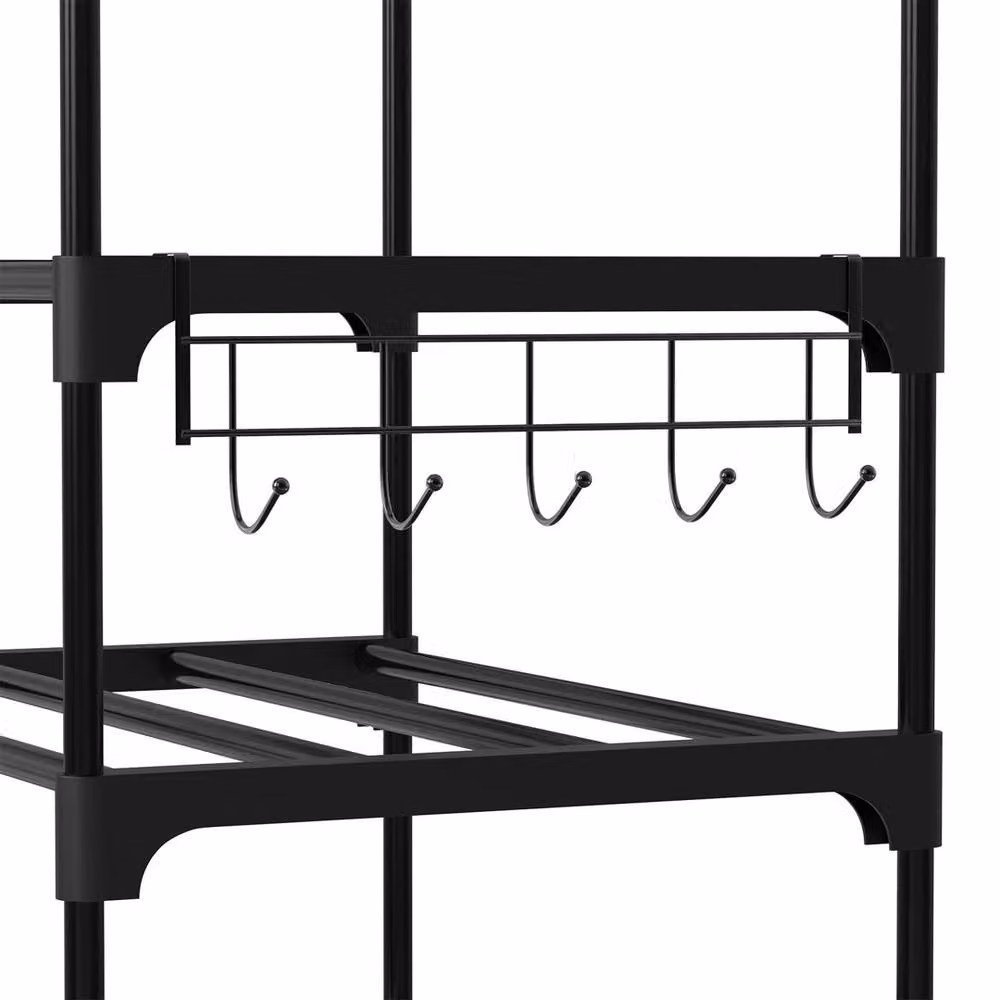 VOGREX 10 Tier Black Metal and Plastic Shoe Rack Stand, H 175 x W 30 x D 30 cm – 3