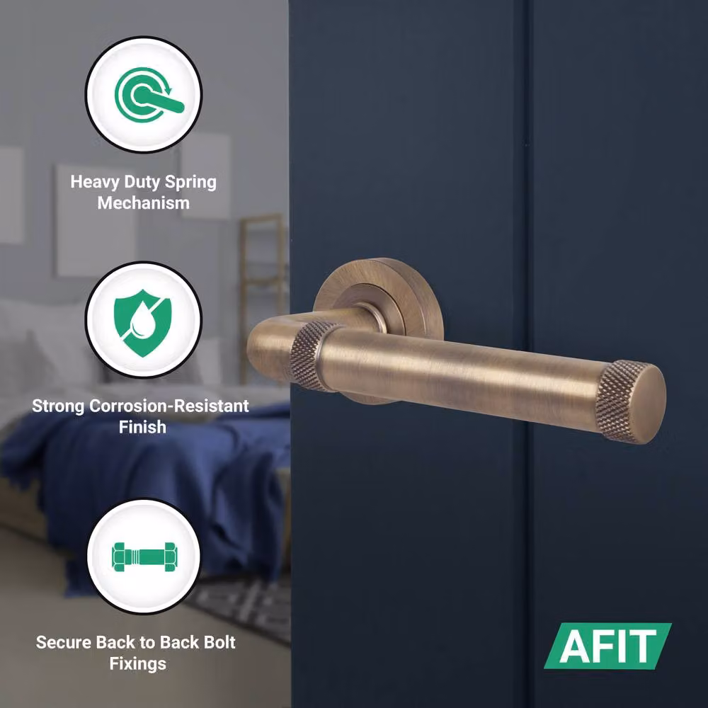 AFIT Antique Brass Door Handle Latch Set in Bronze – 2
