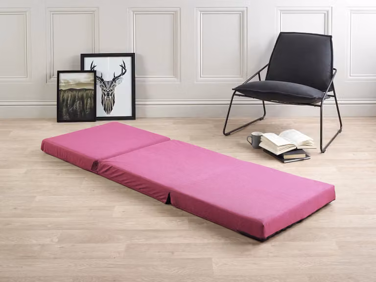Rest Relax Badenia Visco Therapy Folding Z Bed Futon Mattress, Small Single, Pink, Depth: 8 cm