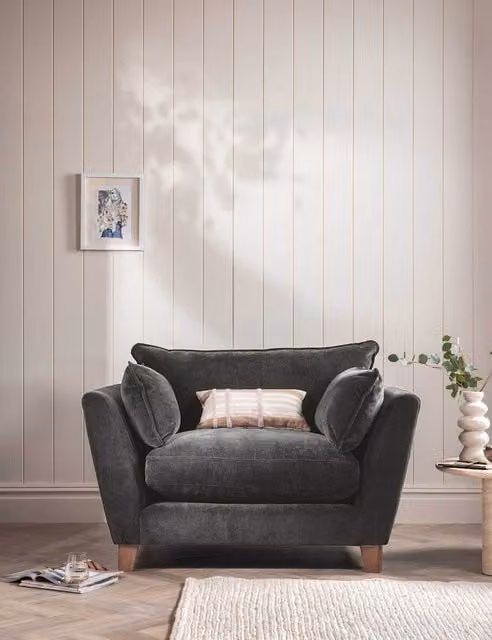 Barker and Stonehouse Irving Grey Chenille Tub Snuggle Chair with Armrests