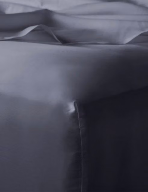 Bedfolk Pure Cotton Mako Sateen Fitted Sheet, Blue, W: 180 cm, D: 200 cm