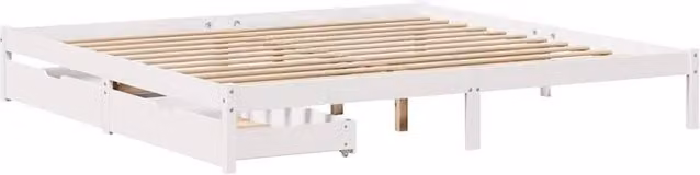 Berkfield Home Super King Solid Wood Bed Frame with Drawers, White, W/D/H: 180 x 200 x 185.5 cm