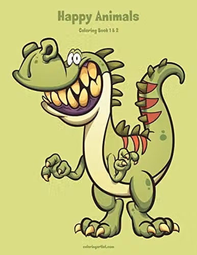 Createspace Happy Animals Colouring Book 1 & 2 for Children, Multicolour