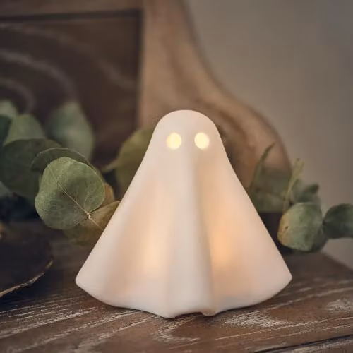 Lights4fun Gerald the Ghost White Porcelain LED Halloween Tabletop Decoration – 2