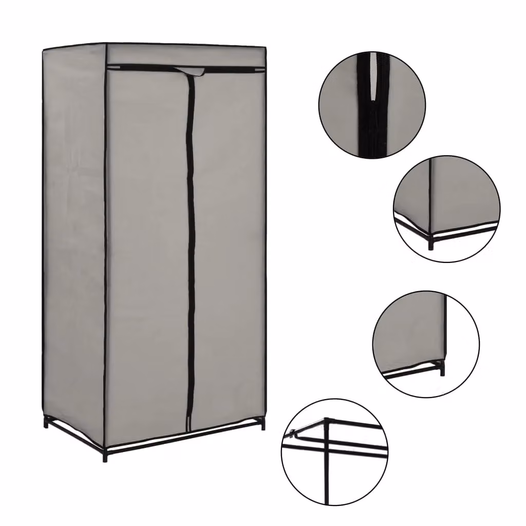 Berkfield Home Set of 2 Grey Metal Wardrobes with Hinged Doors, W/D/H: 75 x 50 x 160 cm – 2