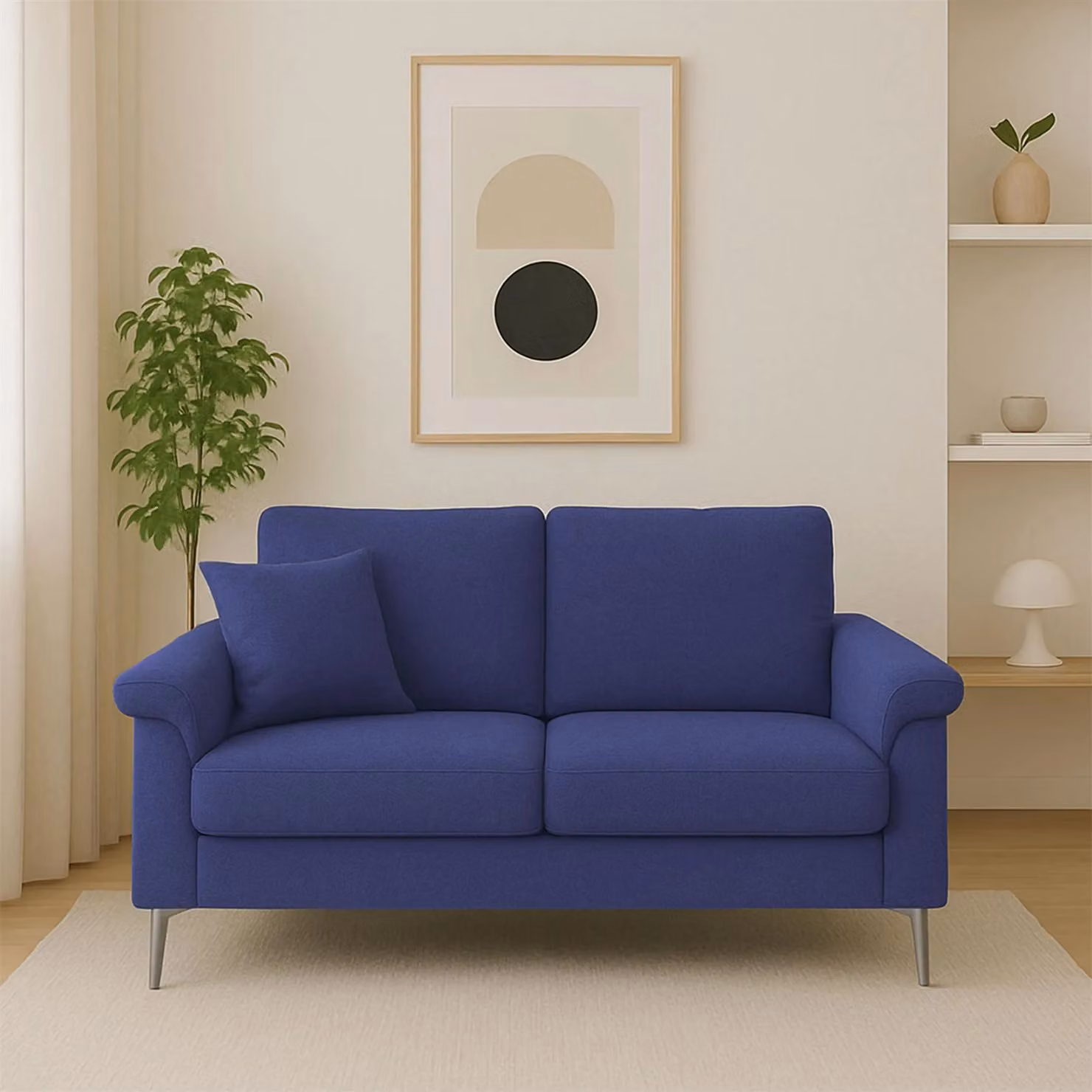 KOSY KOALA Modern Blue Fabric 2 Seater Sofa and Armchair Set with Scatter Cushions – 4