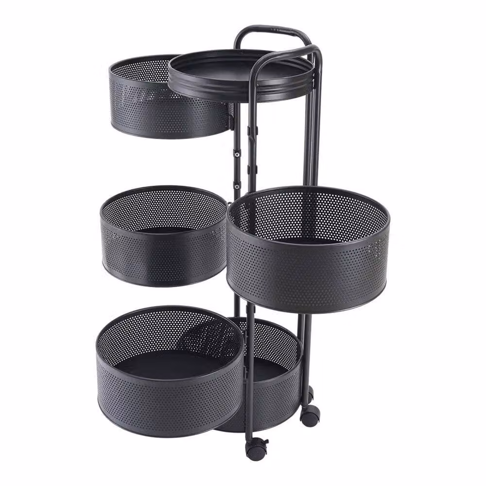 EONLION 6 Tier Rotating Kitchen Storage Trolley Cart in Matt Black – 4