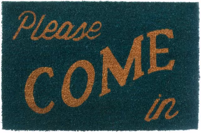 Orsina Please Come In Round Doormat in Green, Diameter: 100 cm – 1