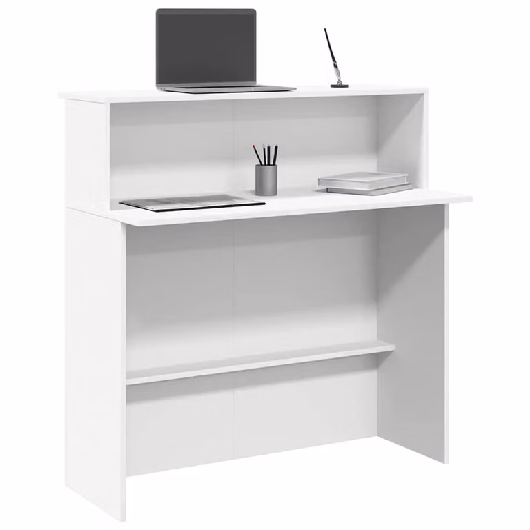 Berkfield Home White Modern Reception Desk W/D/H: 100 x 50 x 103.5 cm