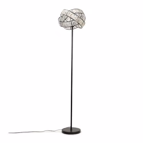 ValueLights Acrylic Jewel Twist Chrome Floor Lamp with Tortoise Shell Lampshade and LED Bulb, Black and Chrome – 1