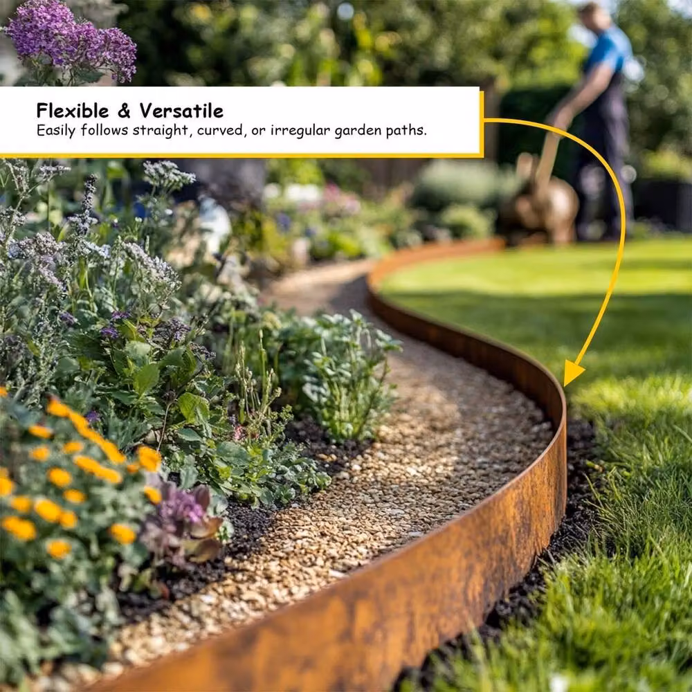 NESTLUNE Brown Corten Steel Metal Garden Edging Border – 3