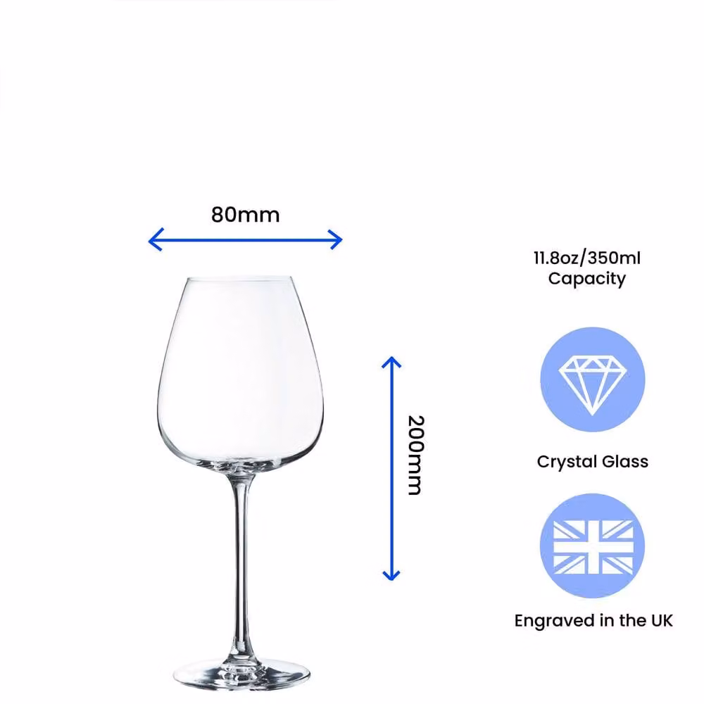 Uniqueful Personalised Engraved Red Wine Glass, Clear, 12.5oz – 2