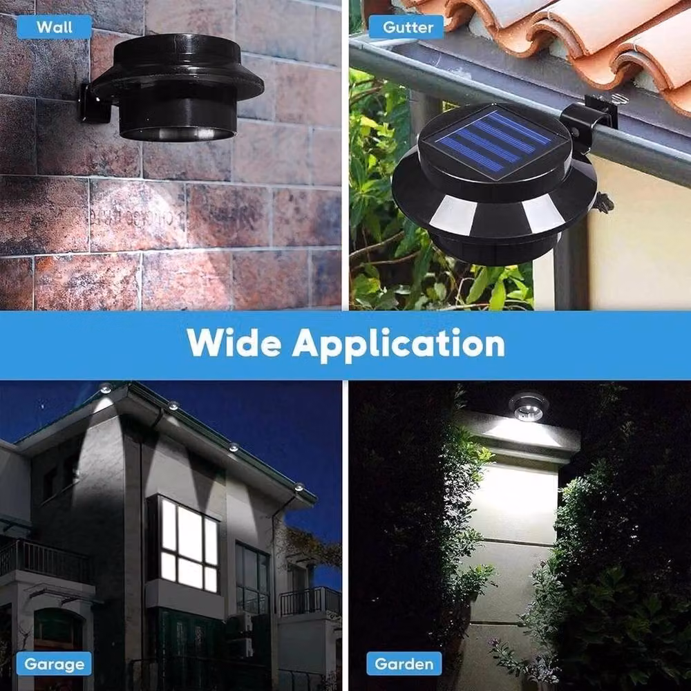 NESTLUNE 4-Pack Solar Powered LED Gutter Lights in Black with Dusk Sensor and Cool White Light – 5