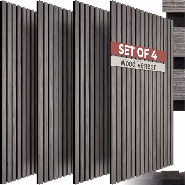 tectake Sonic Wall IV Acoustic Panels in Grey Wood Look Felt and MDF