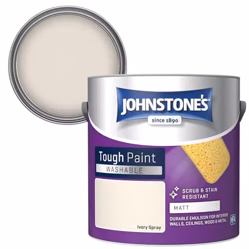 Johnstone's Washable Matt Wall and Ceiling Paint in Ivory Spray, 2.5L – 2