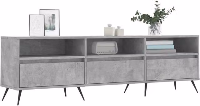 Berkfield Home Industrial TV Cabinet in Concrete Grey, W: 150 cm, D: 30 cm, H: 44.5 cm – 1