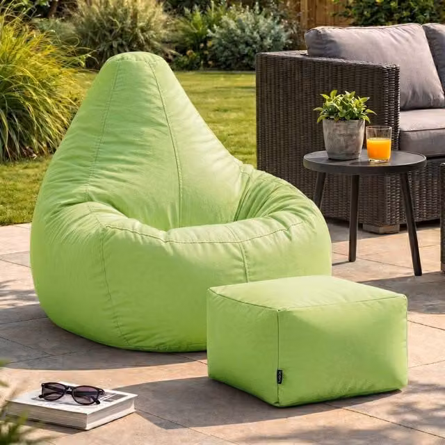 Bean Bag Bazaar icon Gaming Recliner Indoor and Outdoor Bean Bag with Footstool in Green – 1