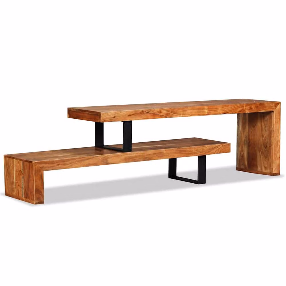 Berkfield Home Retro Solid Acacia Wood TV Stand in Brown – 2