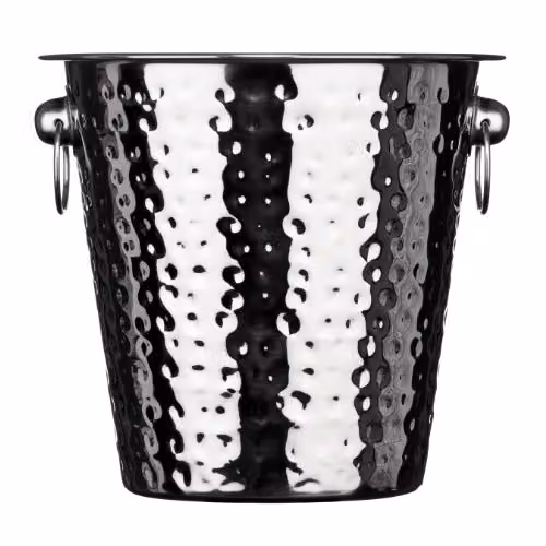 Premier Housewares Hammered Stainless Steel Champagne Bucket, Silver, H: 21 cm, W: 22 cm, D: 22 cm – 1