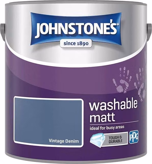 Johnstones Low Emission Water Based Matt Latex Paint in Blue Vintage Denim