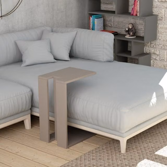 Decortie Muju Modern C-Shape Side Table in Grey, W/D/H: 40 x 30 x 57 cm – 1