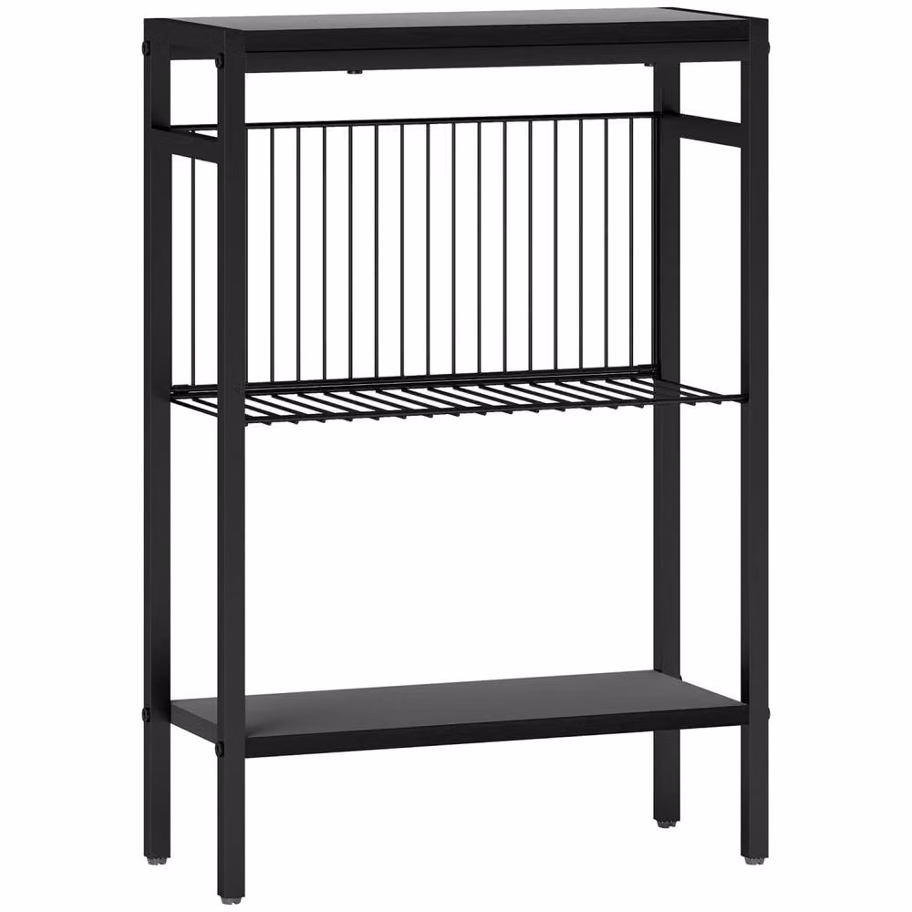 Wyld Haus Notosu Black Industrial 3 Shelf Side Table with Metal Frame – 2