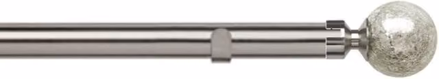 New Edge Blinds 28mm Metal Eyelet Curtain Pole Set with Empire Finials in Metallic Silver, Width: 50 cm
