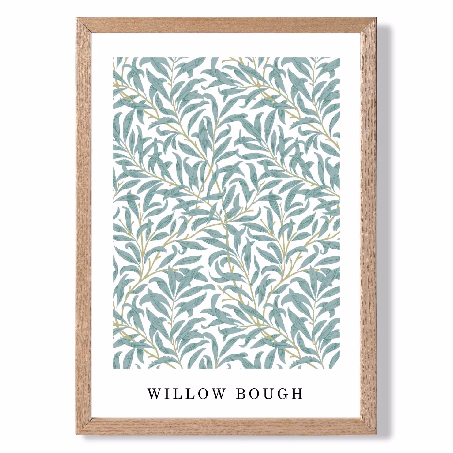 ARTZE Vintage William Morris Green and Yellow Willow Pattern Floral Botanical Art Print with Oak Wood Frame – 2