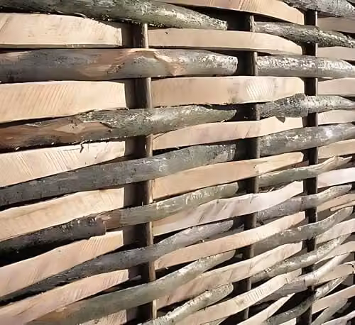 Papillon Split Hazel Hurdle Woven Wattle Garden Fence Panel, Brown, H 180 cm x W 140 cm