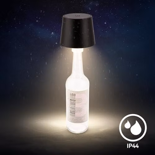 Briloner Black Rechargeable LED Bottle Lamp with Touch Dimming, Warm White Light, W/D/H: 10.5 x 10.5 x 11.5 cm – 5