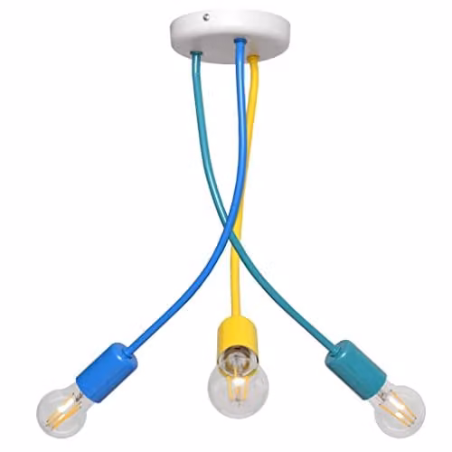 Netlighting Harvard Multi Arm Semi Flush Ceiling Light, Multicolour and Black, Diameter: 36 cm
