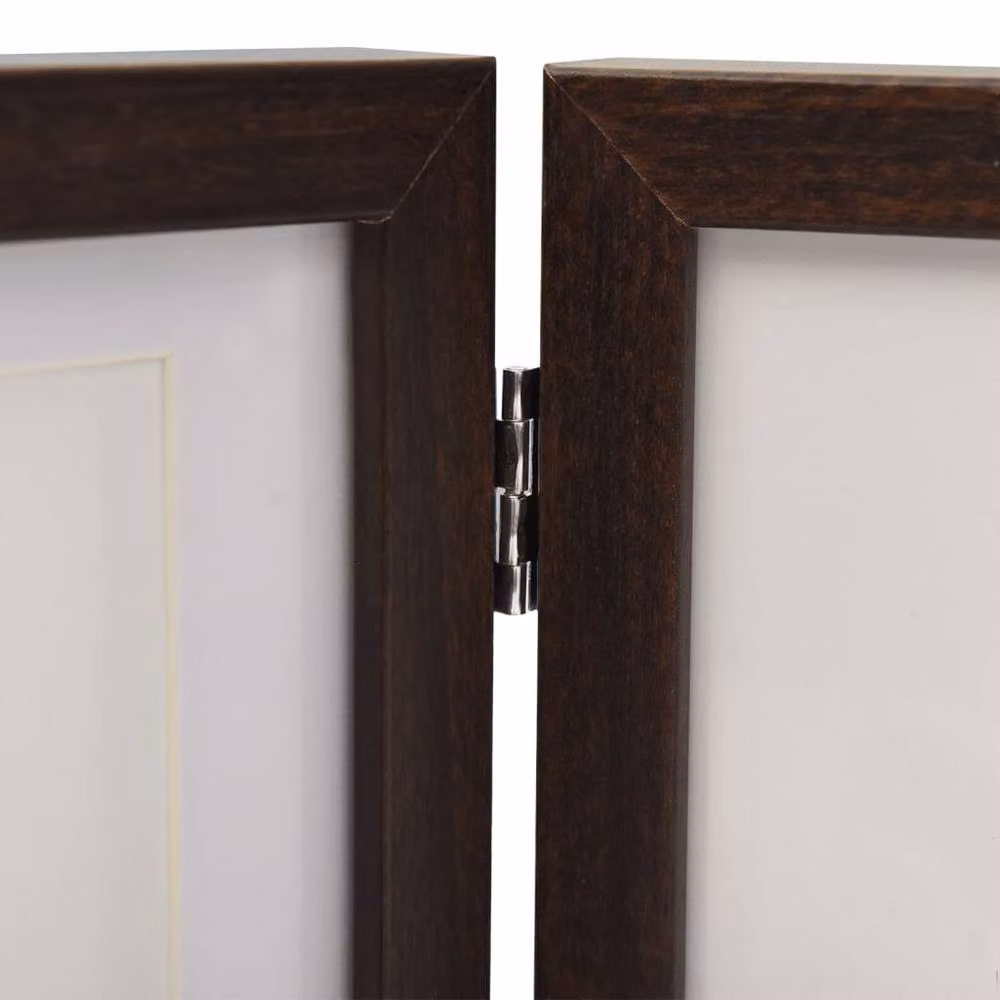 Berkfield Home Trifold Photo Frame Collage in Dark Brown, W: 28 cm, H: 18 cm – 4