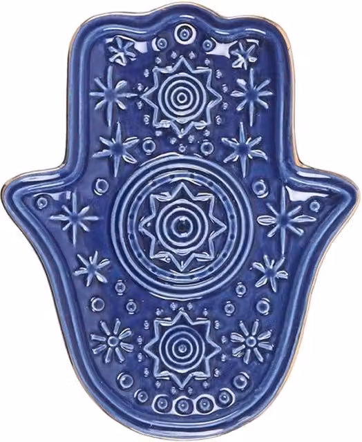 Something Different Hamsa Hand Ceramic Incense Holder in Dark Blue, W/D/H: 12.0 x 10.0 x 1.5 cm – 1