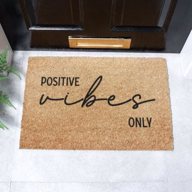 Artsy Mats Positive Vibes Only Doormat in Brown, W/D: 60 x 40 cm