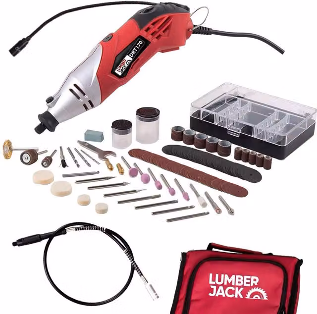 Lumberjack Oscillating Hobby Rotary Multi Tool with 120pc Accessory Set, Red – 9